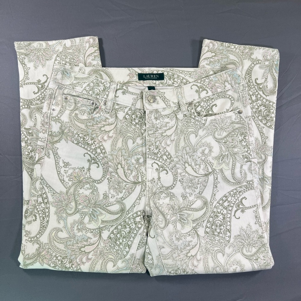 Lauren Ralph Lauren Paisley High-Rise Straight Ankle Jeans
